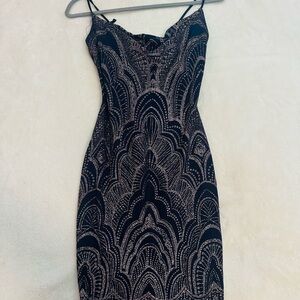 Jump Navy and Gold Patterned Mini Dress